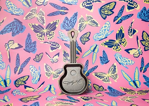 Image of Lodge 4.5 Inch Dolly Parton Mini Rockstar Cast Iron Guitar Skillet - Hand Wash Only Collector's Piece - Cast Iron Skillet for Single Serve or Decorative Use