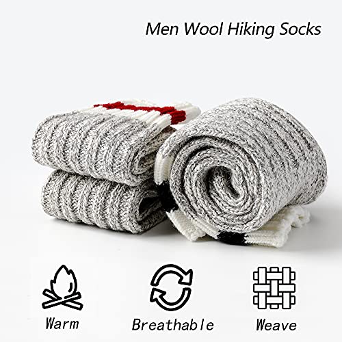 GLENMEARL 2 Pairs Merino Wool Hiking Trekking Winter Thick Warm Boot Crew Socks for Winter,Women,Men,Kids3