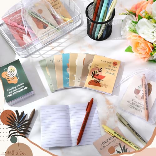 Image of Mooliwe 24 Pcs Positive Affirmation Gift Set Gratitude Notebooks with Pens Small Bags Motivational Encouragement Notepads Daily Affirmations Journal for Women Stress Relief Self Care (Plant)