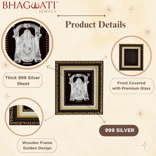 Image of 999 Pure Silver Balaji Photo Frame for Home & Office | Premium Silver | PoojaRoom & Wall Decor | Wedding & Festival Gifts | Certificate Included | Tabletop Size 5.5x5 inch