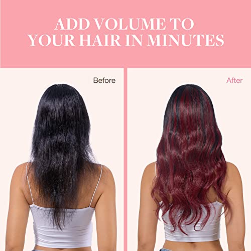 Image of GOO GOO Clip in Hair Extensions Real Human Hair, Remy Human Hair Extensions Clip ins for Women, Natural Human Hair, 18inch 120g 7Pcs, 530 Burgundy