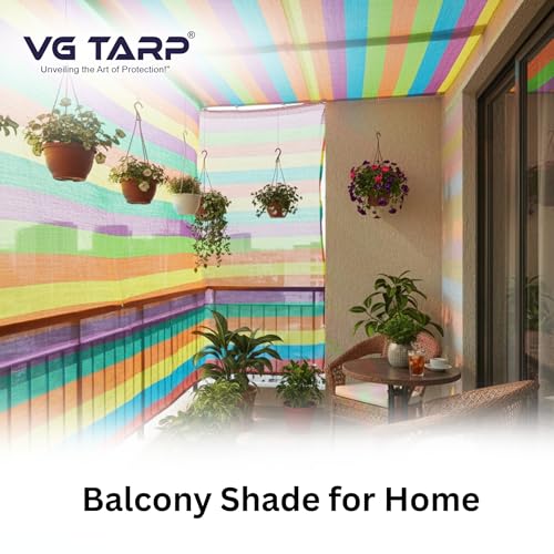 Image of Multicolor Shade Net 50% UV Protected for Terrace, Garden, Greenhouse & Balcony | Durable Sun Protection Net for Plants | Size 10FTX15FT (Color May Vary)