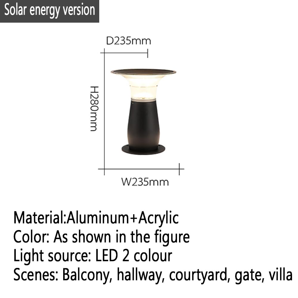 Lampada Solare da Giardino contemporanea, Impermeabile, per Ville, Giardini, Cortili, quartieri residenziali (Stile 25 H28CM, 1 Pezzo)