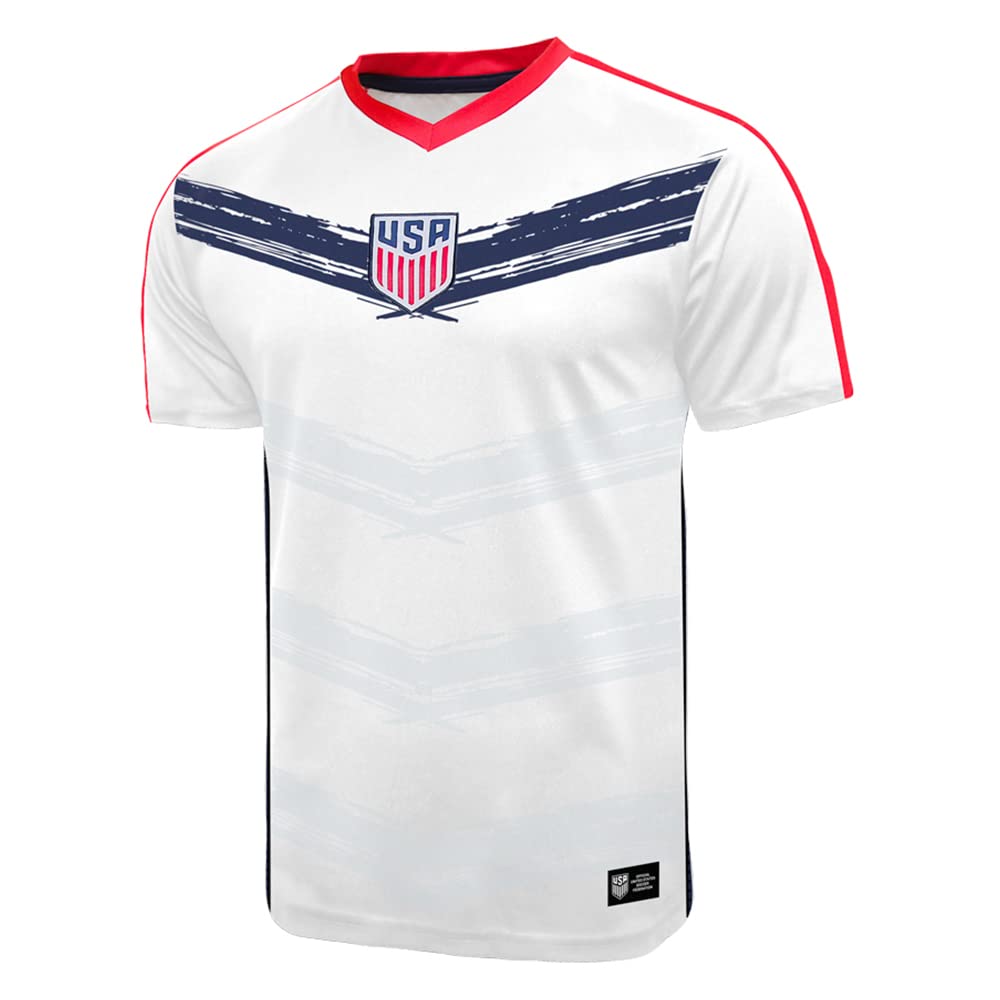Icon Sports U.S. Soccer USMNT Adult Soccer Game Day Jersey-Inspired Shirt | Crossover, White, Large