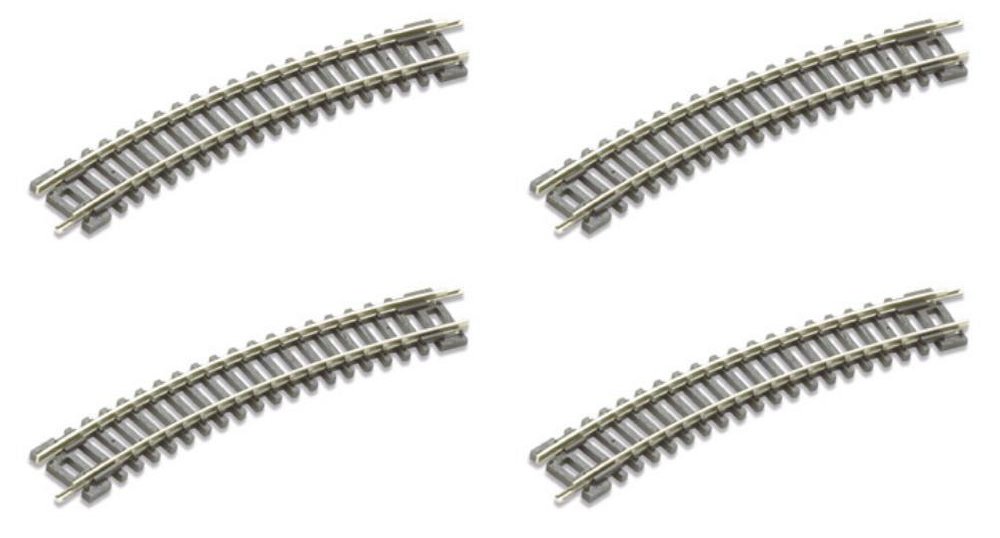Peco ST-14 No 2 Radius Standard Curve Track Pieces N Gauge x4