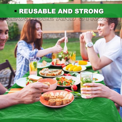 Image of Boao 12 Plastic Elastic Fitted Tablecloths, 6 Ft, 72 x 30 Inch, Green