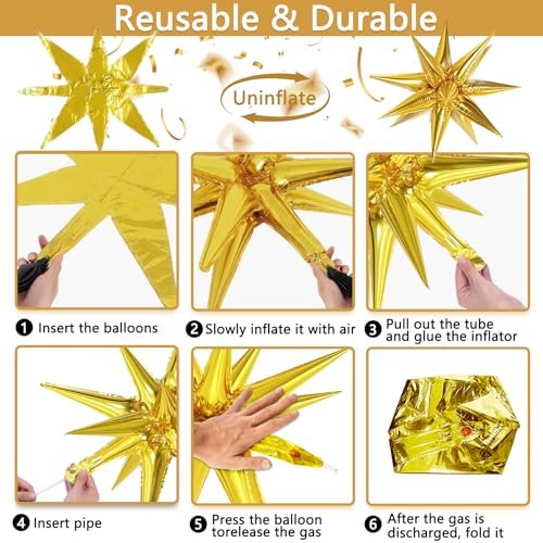 Image of Black and Gold Balloons Arch Garland Kit, 5 10 12 18 inch Black Gold Balloons with Explosion Star Balloons & 10pcs Black Bows,101pcs Balloons for Anniversary Wedding Birthday Party Decorations