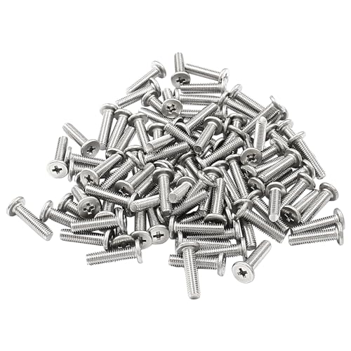 PHITUODA 100pcs M3 x 12mm Round Flat Head Machine Screws, 304 Stainless Steel Phillips Cross Drive Screw Hardware Fastener Bolts