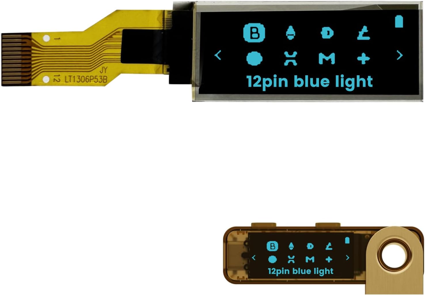 elecsung 1PCS OLED LCD Display Module, 0.91" 4 Wire SPI Serial OLED Screen Driver,128x32 3.3V ~ 4.2V for Ledger Nano S (12Pin Blue Light, 1pcs)
