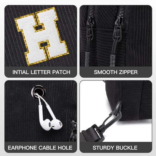 Image of Viverte Small Corduroy Sling Bag Initial Crossbody Bag Fanny Pack for Girls Personalized Birthday Gifts for Teen Girls Gifts