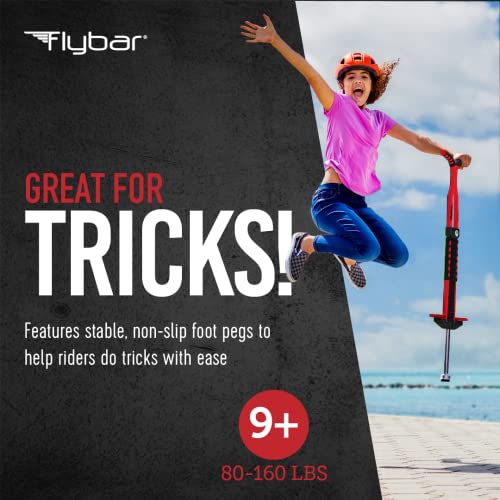 Flybar Master Pogo Stick For Kids, Ages 9+, 80 To 160 Pounds, Easy Grip Handles, Anti-Slip Pegs, Outdoor Toys For Boys, Jumper Toys For Girls, Outside Toys For Kids, Tweens And Teens (Red/Black) #TOP2