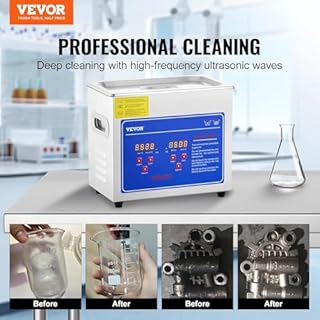 VEVOR Pulitore Ultrasuoni Macchina Pulitrice a Ultrasuoni per Gioielli Capacità da 2,85 L, Pulitore in Acciaio Inox, Potenza 120 W Frequenza da 40 kHz per Occhiali Orologi Anelli Parti Piccole