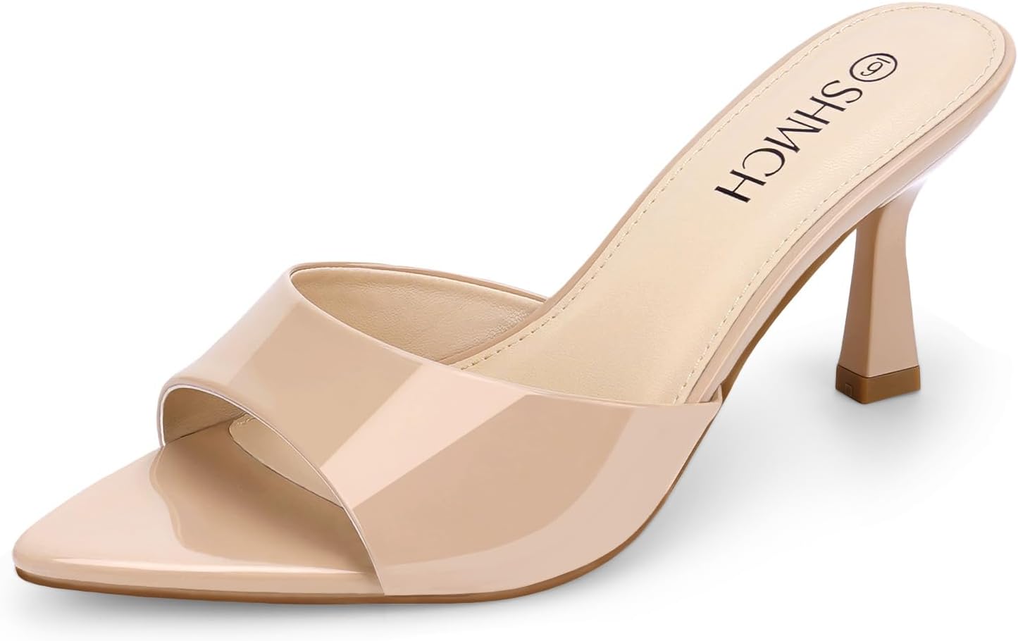 Women’s Pointed Toe Mule Sandal Heels, Slip On Open Toe Kitten Heels for Women, Heeled Sandals Mules for Dress,Casual Outfits