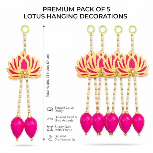 Image of JH Gallery Traditional Lotus Hanging Toran for Diwali Decoration, Ganpati, Mandir & Pooja Room Decor, Main Door Entrance Hanging, Decorative Wall Hanging for Home. (Pack of 5)