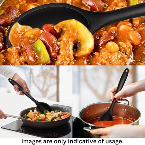 Image of FiABLE Premium Silicone Spatula Set for Cooking - Full Silicone Set of 2-1 Year Brand Warranty - High Heat Resistant, Seamless Design - Spatula & Spoon - Frost Blue