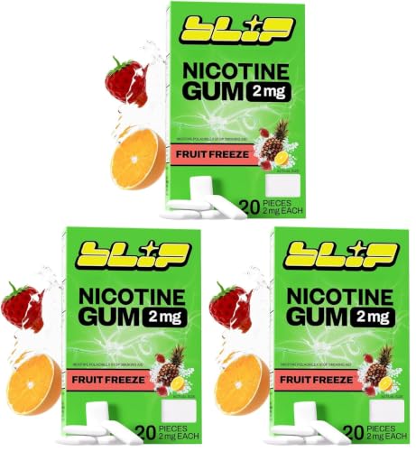 Image of Blip Nicotine Gum 2mg, Fruit Freeze Flavor, 20 Count, Quit Smoking Aid (Pack of 3)