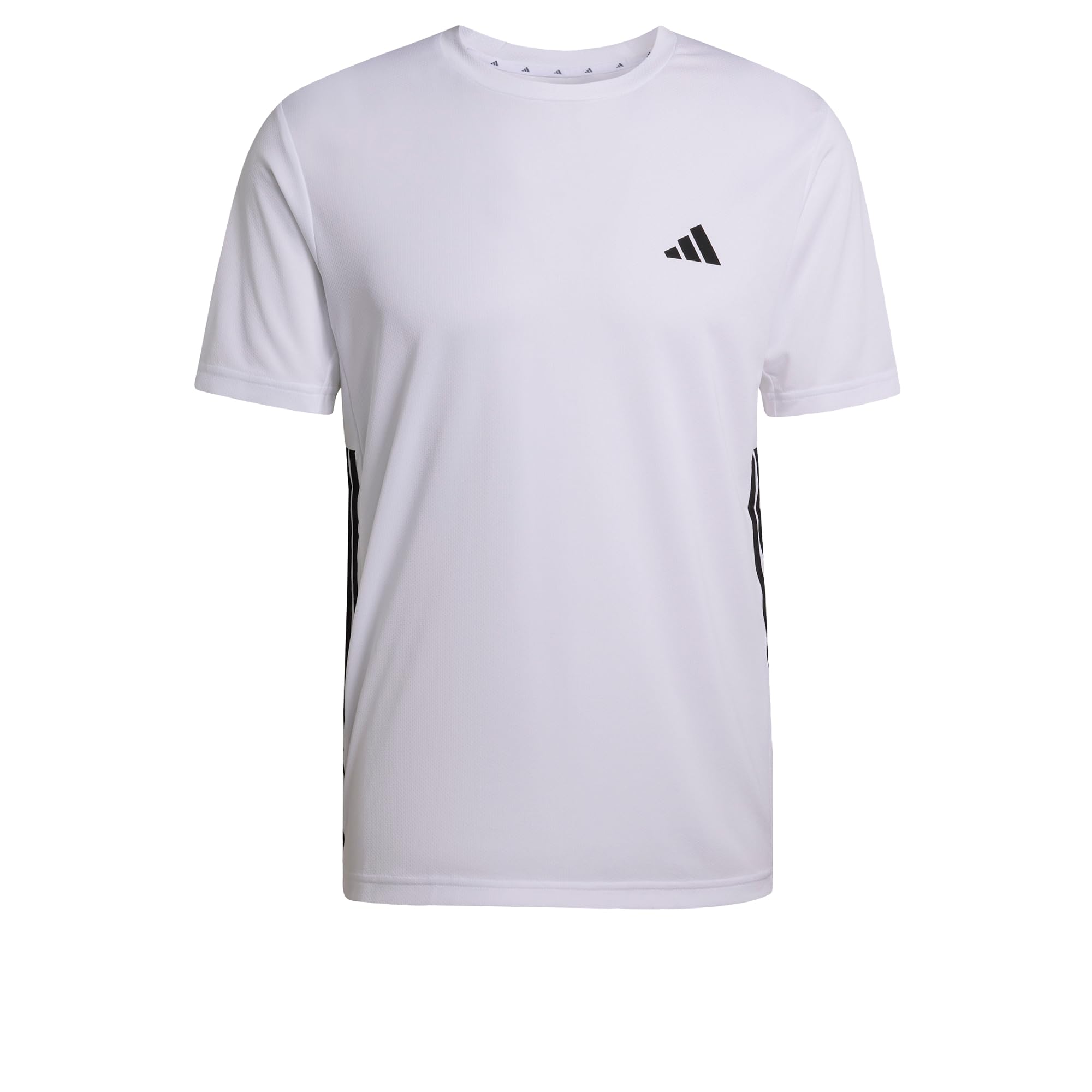 adidas Men's Workout Essentials Base 3-Stripes Shirt, White/Black, S Tall