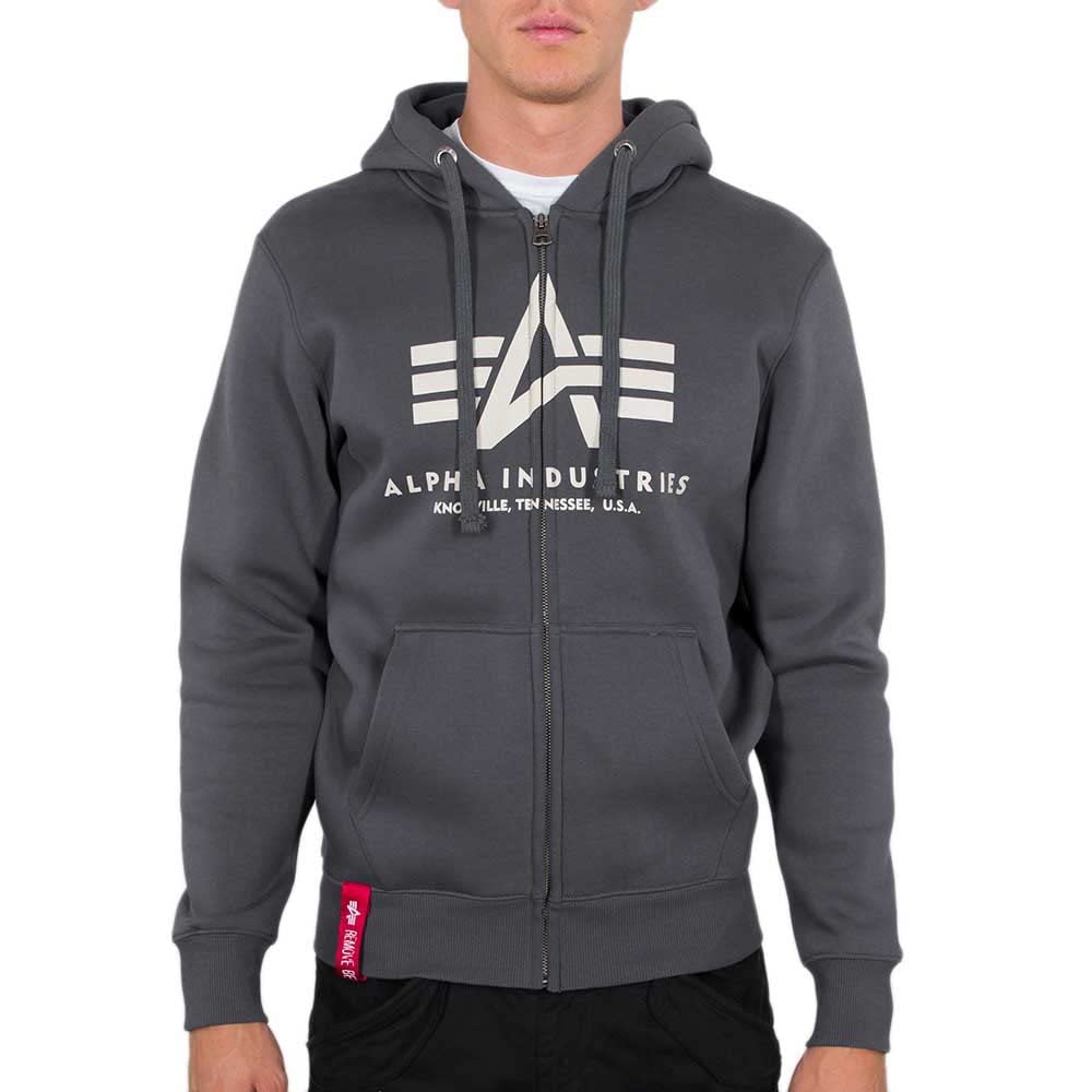 Alpha Industries Men's Gris Sweat Hooded Basic Zip