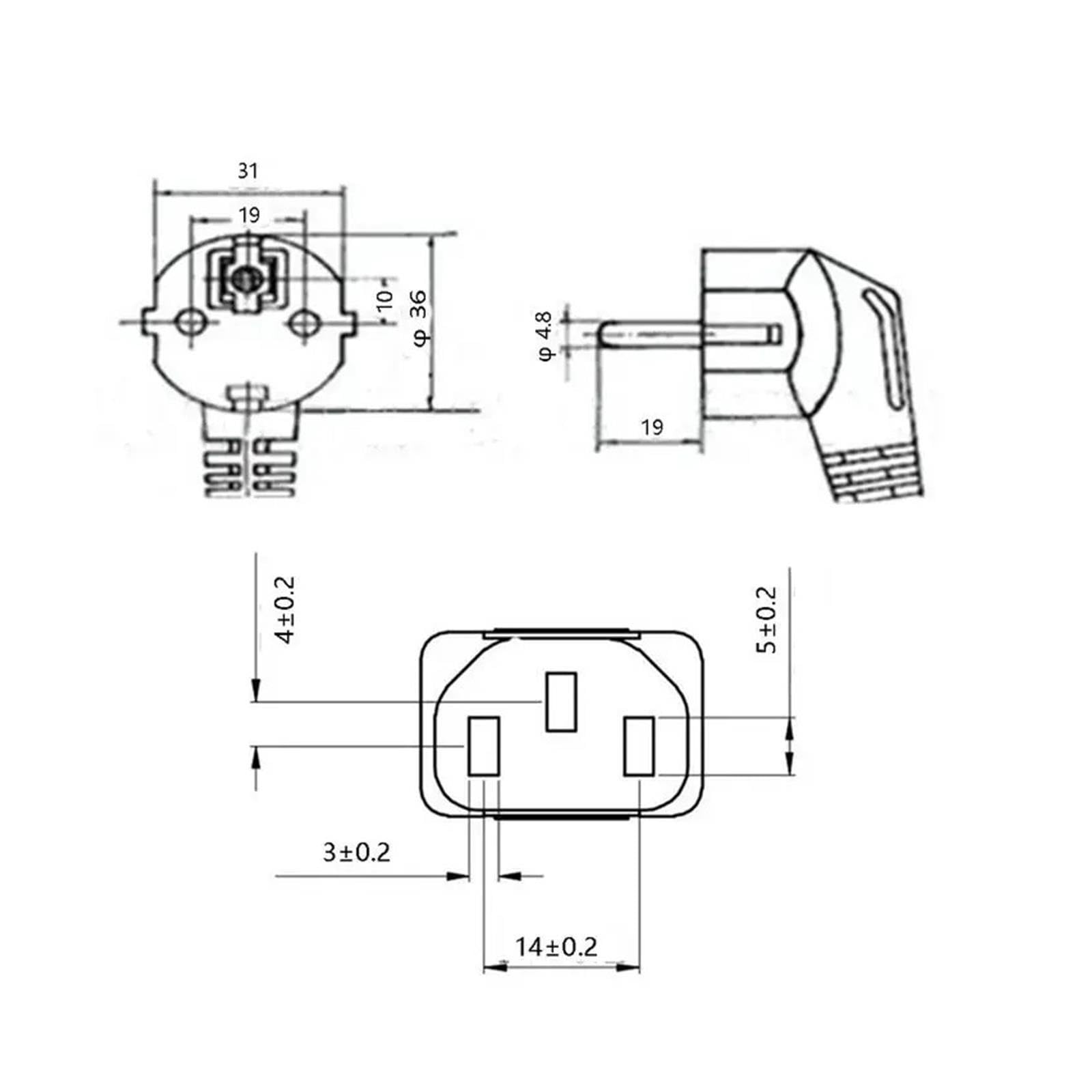 Cable con Enchufe Europeo IEC C13, Cable de extensión de alimentación del Ordenador, 1,2 m, 1,5 m, 3m, 14AWG, Cable de energía UE for Monitor, Impresora PSU(5m)