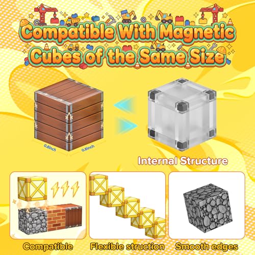 LADFAR Magnetic Building Blocks for Kids, Magnetic Tiles Build Cubes Game, 100PCS STEM Educational Magnet Toys, Ideal Gift for Toddlers Boys Girls Grandkids Christmas Birthday - Image 4