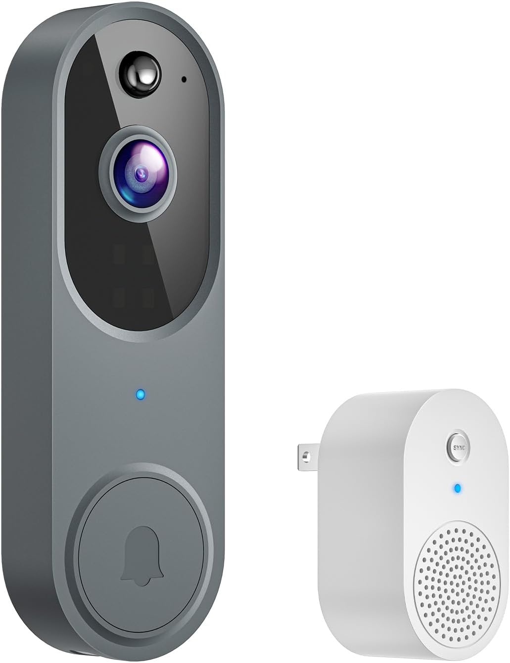 CutePanda 1080P Wireless Doorbell Video Camera, AI Human Detection, Chime Ringer Included, 2.4G WiFi, Night Vision, Instant Alerts, 2-Way Audio, Cloud Storage, Indoor Outdoor Surveillance (Gray)