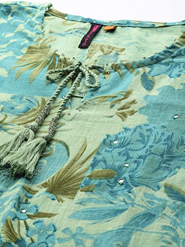 Image of ishin Women's Pure Cotton Off White Embroidered A-Line Kurta