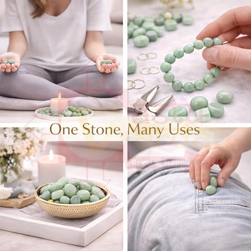 Image of Crystal Green Aventurine Tumble Stone | 50 gm Tumbled Gemstones | Reiki Healing Stones | Home Decor Pebbles | Aquarium Gravel | Garden & Table Decor