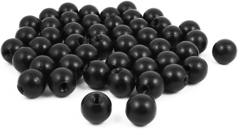 50Pcs Black Plastic Round Handle Ball Knob M10 Threaded 40mm Dia Machine Tools