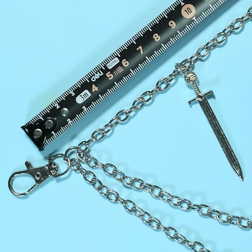 Punk Pants Chain,Gothic Goth Hip Hop Rivet Charm Layered Wallet and Jeans Link Chain, Vintage Rock Jewelry for Men and Women4