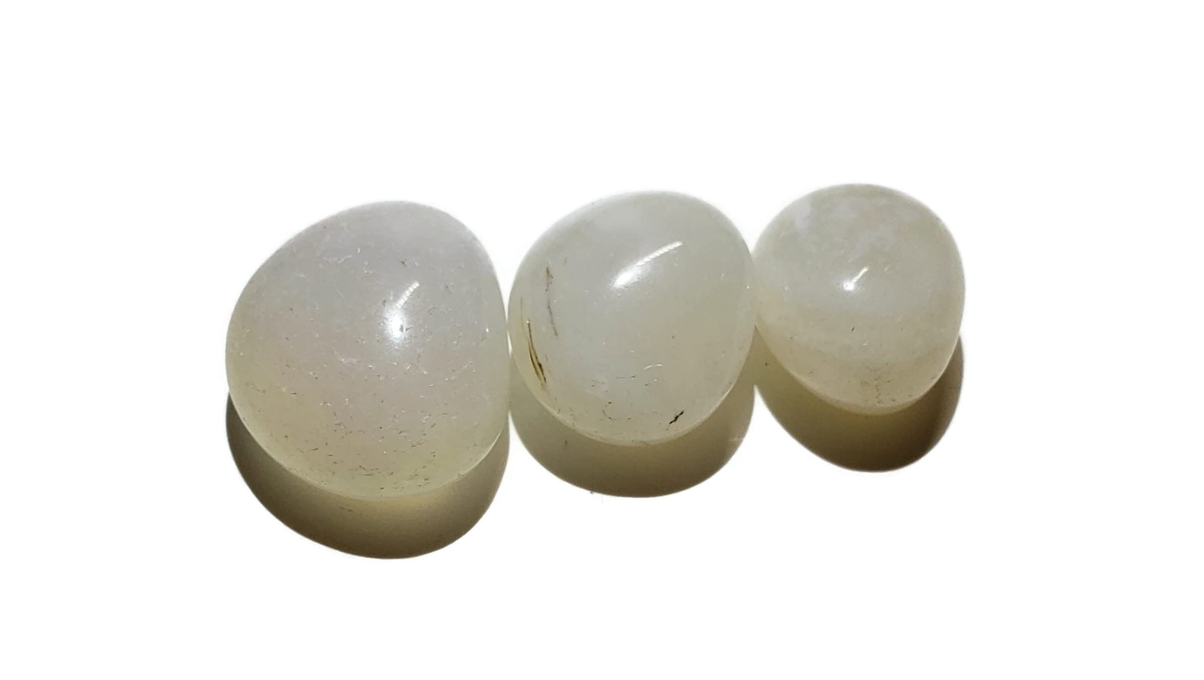 Generic3pc Set Natural White Banded Onyx 16-25mm Small/Medium Great Quality Tumbled And Polished Healing Crystals from Peru Also Known As The “Stone for the Mind”