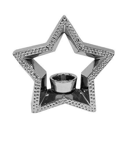 Image of EliteKoopers Silver Hammered Effect Cut Out Star Tealight Candle Holder For Home Decor Novelty Ornament (1Pcs)