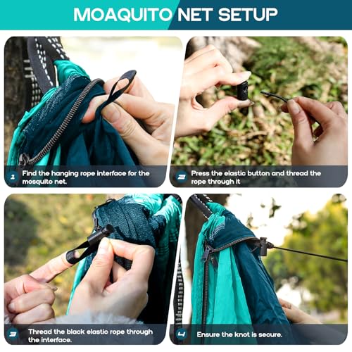 Image of Camping Hammock Mosquito Net,Double & Single Portable Hammocks Hammocks with 2 Tree Straps,Hammock Tent for Travel Camping,Camping Accessories for Indoor Outdoor Hiking Backpacking Backyard Beach