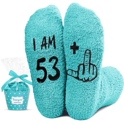 Image of HAPPYPOP Birthday Gifts for Women - Fuzzy Socks for 51 52 53 54 55 56 57 58 59 60 Year Olds
