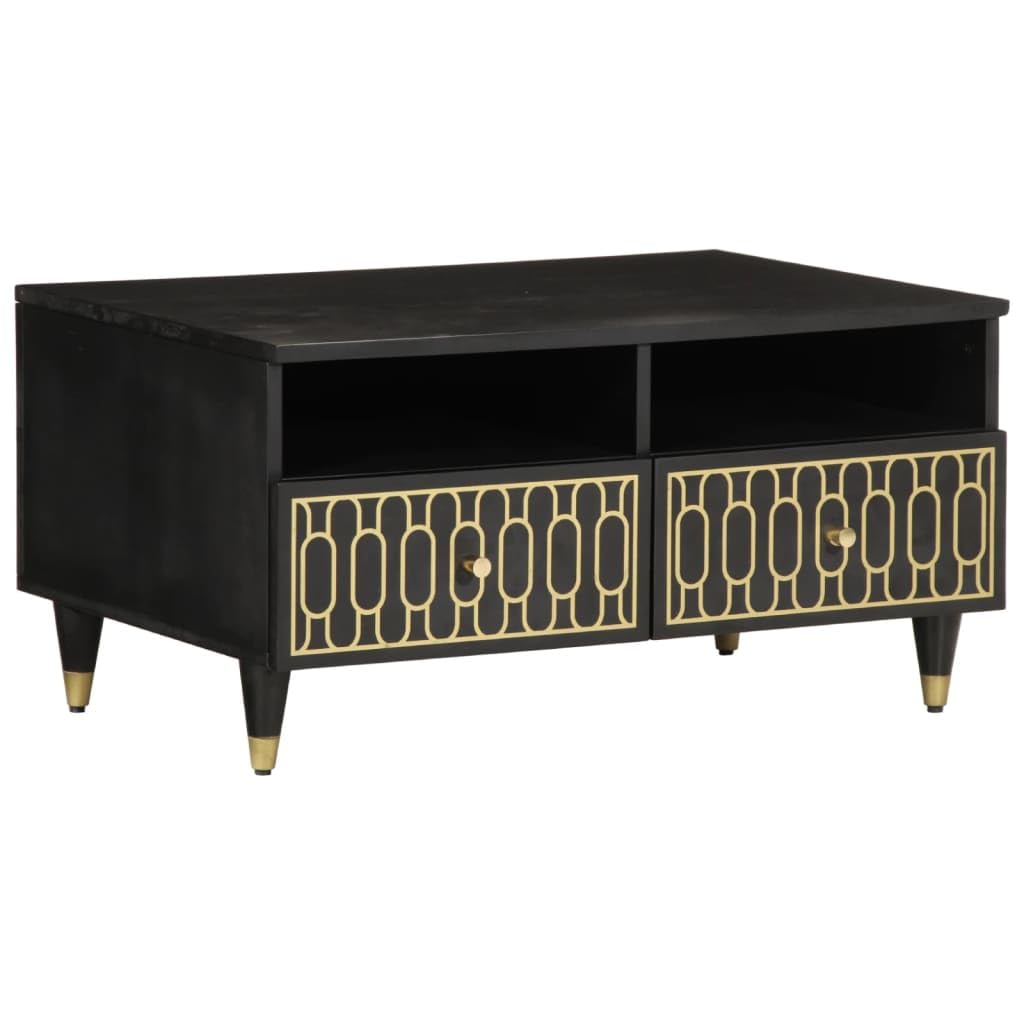 Table basse industrielle en manguier massif pour un salon moderne au style vintage chaleureux