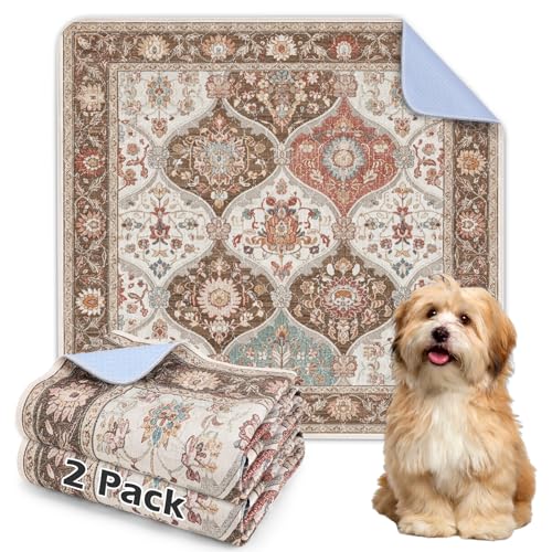 Image of INVENHO 2PACK Washable Pee Pads for Dogs, Reusable Dog Pads Upgrade Non-Slip Dog Pee Pads Heavy Absorbency Puppy Pee Pads Quick Dry Whelping Pads /Waterproof Puppy Training Pad
