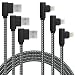 3 Pack 10FT/3M [The Most Durable Cable] 90 Degree Charging Cable Extra Long Nylon Braided Certified Cable Compatible with iPhone Xs Max/XS/XR/X, 8 7 6 6S 6 Plus, iPad, iPod (Black Gray, 10FT)