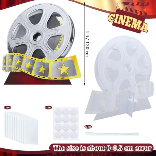Image of DoubleFill 4 ft Movie Awards Night Party Decorations Film Reel Cardboard Cutout Stand Up for VIP Celebrity Red Carpet Events Premiere Party Decor Movie Theme Photo Props for Prom Night Backdrop