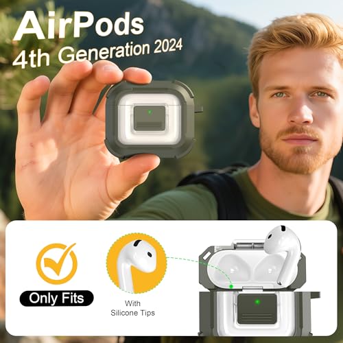 Image of RFUNGUANGO for AirPods 5 /4 Case (2026 /2024) with Lock, Green