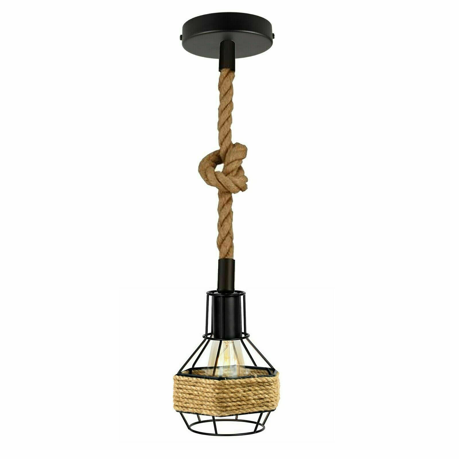 LEDSone Hemp Rope DIY Retro Industrial Chandelier Industrial Lights Pendant Light Fitting E27 Edison Style Lamp/Living Room Restaurant/Hanging Light Fixture