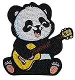 BOHAQA Panda Bear Playing Guitar Patch 2.95" - Cute Iron On Panda Patch - Iron On/Sew On