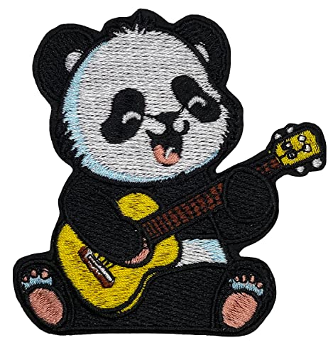 Bohaqa Panda Bear Playing Guitar Patch 2.95" - Cute Iron On Panda Patch - Iron On/Sew On #TOP5