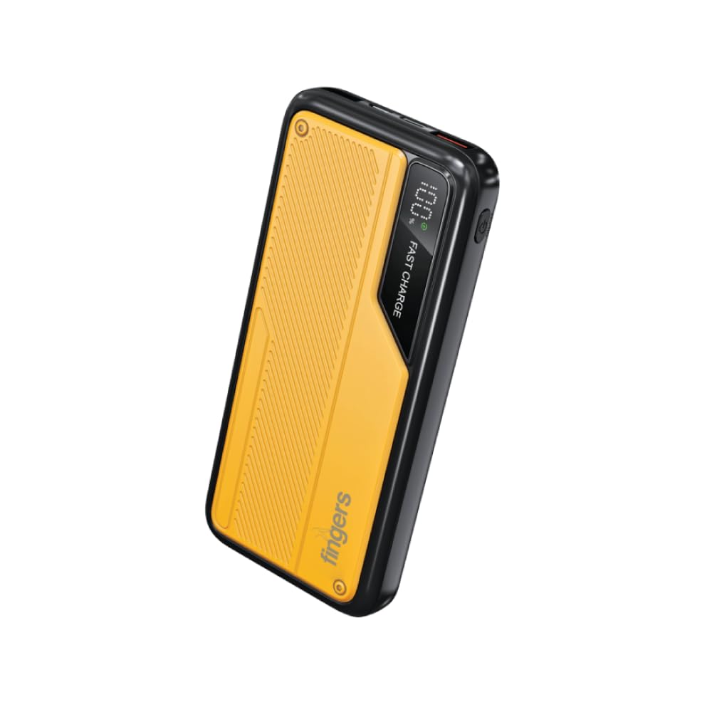 FINGERS Fuel-K3 Power Bank (10,000 mAh Li-Polymer, Built-in Type-C & Lightning Cables, AI-Powered, 22.5W PD & QC Fast Charging, 5 Outputs & 2 Inputs, Digital Display) – Amber Orange-image-19