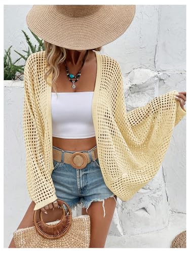 Image of Verdusa Women's Oversized Summer Cardigan Lightweight Sweater Crochet Knit Beach Cover Up Spring Vacation Outfits