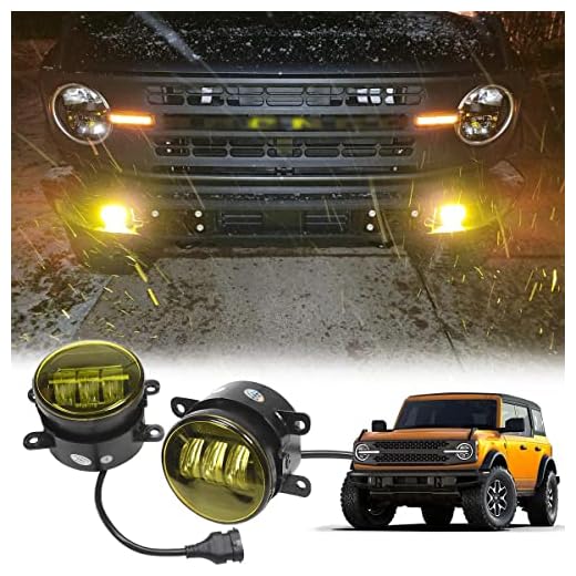 2PCS Fog Lights for Ford Bronco Accessories 2021 2022 60W Amber Front Bumper Fog Lights LED Off-road Lights Driving Fog Lamps Replacements for Bronco 2/4 Door Fog Light Kit