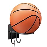 LOXSUN Ball Halterung Wand Ballständer mit Haken,Robust Wand-Dekor Display Ständer für Basketball Fußball Volleyball Rugby,Organizer für Sportzubehör (1 Stück/Schwarz)
