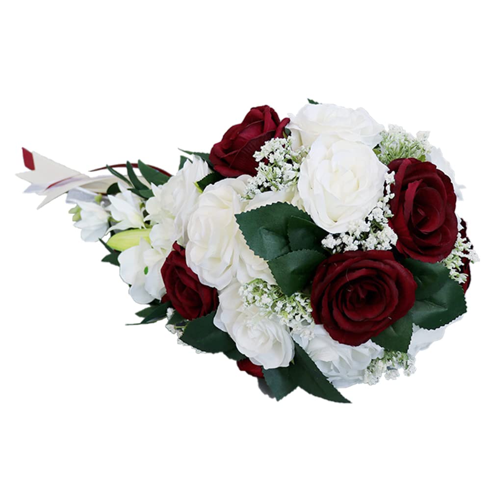 LICHENGTAI Brautsträuße Brautstrauss Wasserfall Handgemachte Brautstrauß Künstlich Blumenstrauß künstlich Rosen Hochzeit Blumen Brautjungfer Blumensträuße for Dekoration Zuhause Garten Party