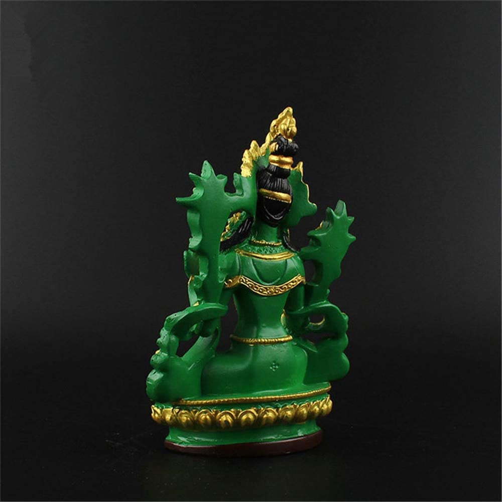 Statua del buddismo, statuetta di Tara verde, 13 cm, decorazione decorativa dipinta in resina per la casa, decorazione buddhisattva indiana, regalo spirituale