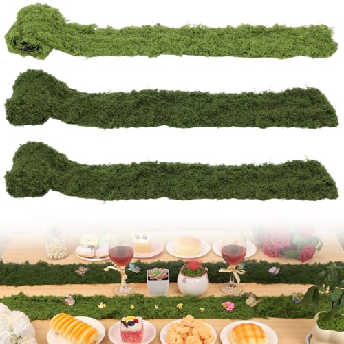 LifeisLuck Fake Moss Roll Table Runner Artificial Moss Sheet 4Wx47L Dark Green and Light Green Moss Mat for Table Wedding Christmas Garden Craft Home Dcor