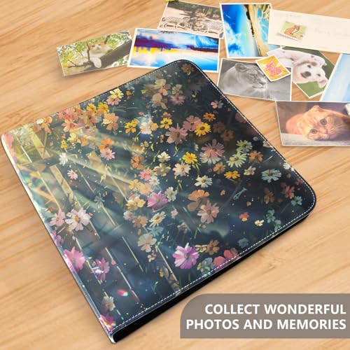 Álbum de fotos autoadhesivo DIY Scrapbook FLildon con diseño floral, cubierta de cuero PU, 3 anillos, 40 páginas, tamaño 11.8 x 11.2 pulgadas miniatura 5