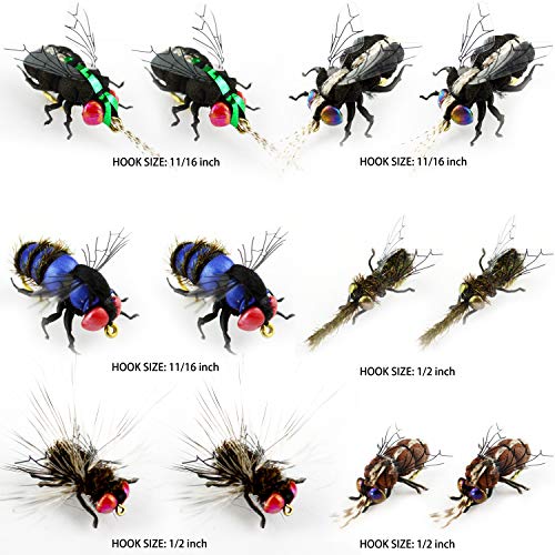 YAZHIDA Realistic Flies Fly Fishing Flies kit - Handmade Dry/Wet/Fly Fishing Lures (panfish Flies)